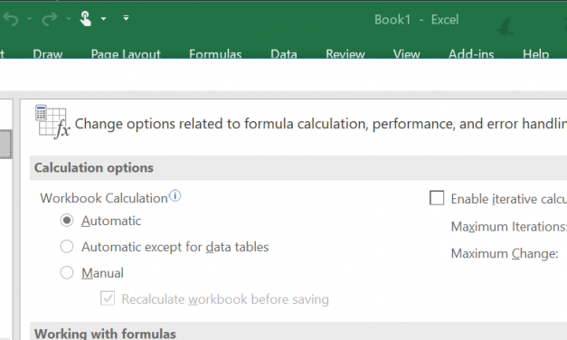 Tip: Excel not Updating Formulas until Save