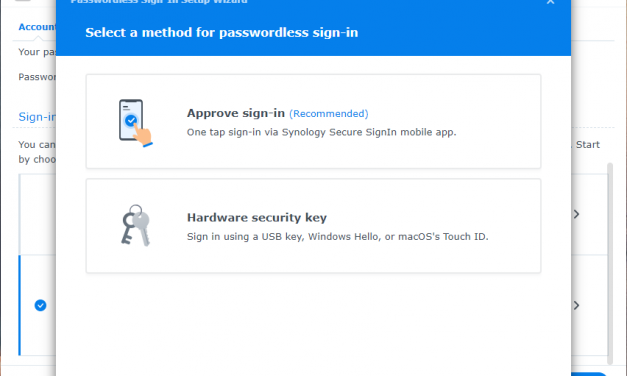 how to: Synology NAS passwordless sign in or 2FA & windows hello