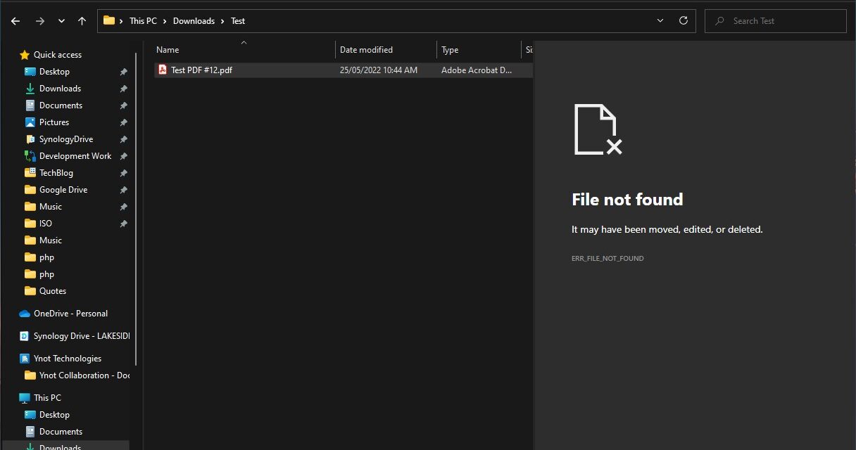 FIX: Adobe reader preview – file not found It may have been moved, edited or deleted.